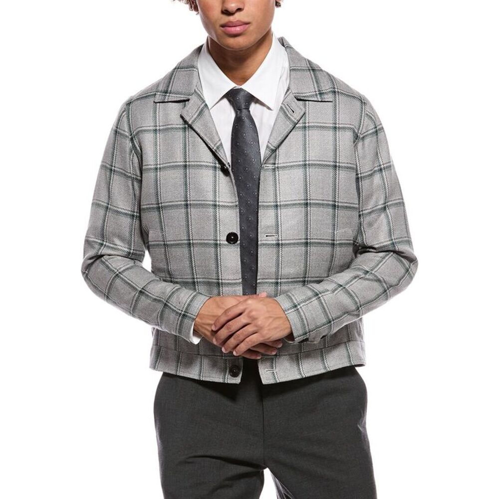 Isaia Mens  Portofino Wool, Silk & Linen-Blend Jacket, Grey
